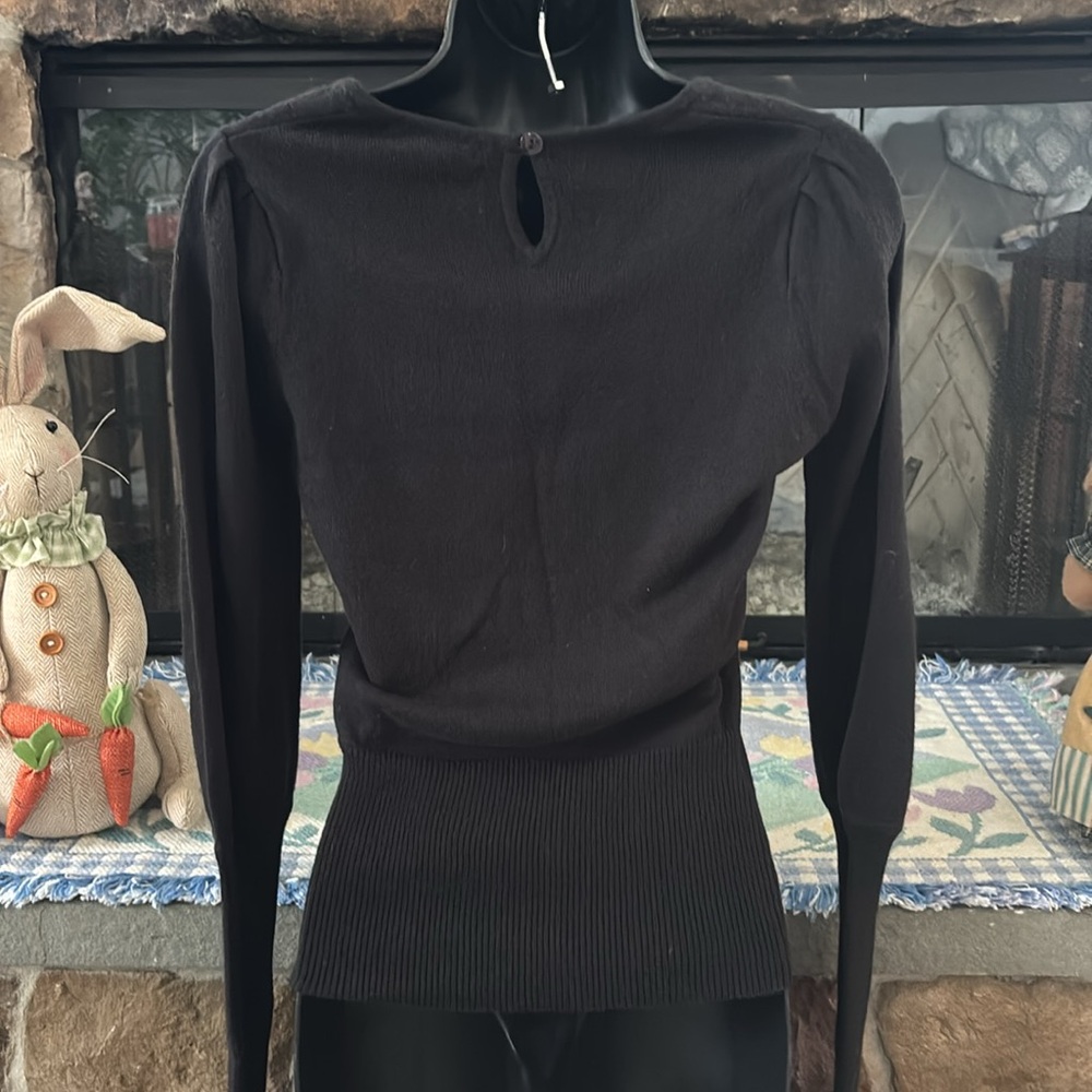 Women’s Boston Proper Black Long Sleeve Sweater with Cutout Design size Small - Picture 3 of 4